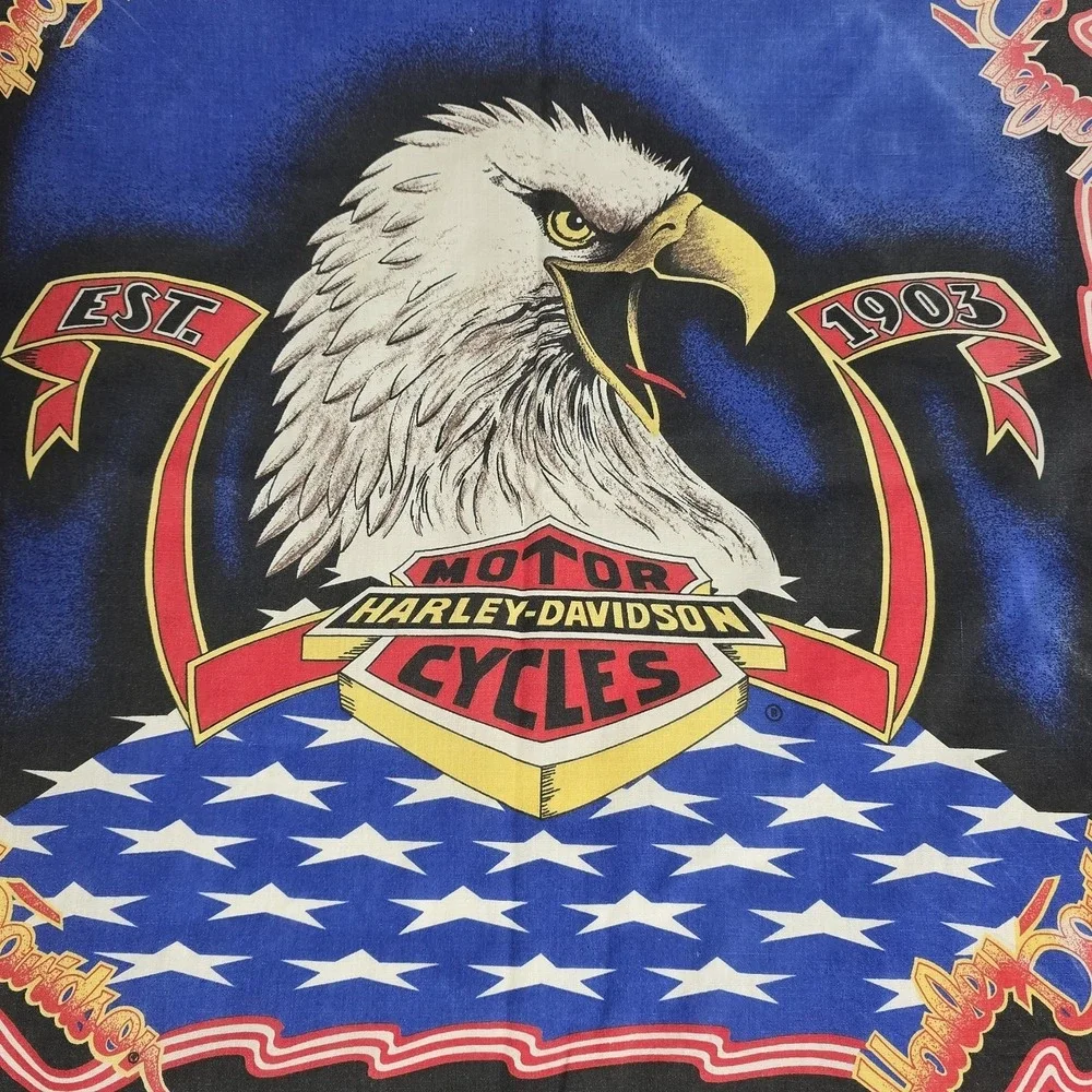 VTG Harley‎ Davidson Handkerchief Bandana 21x21 Eagle Flag + Miller Lite Bandana